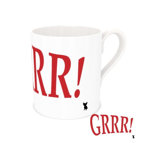 Express Yourself with Our Modern Exclamation Bone China Mugs! GRRR! A smile with every sip! Modern, original, stylish kitchenware.