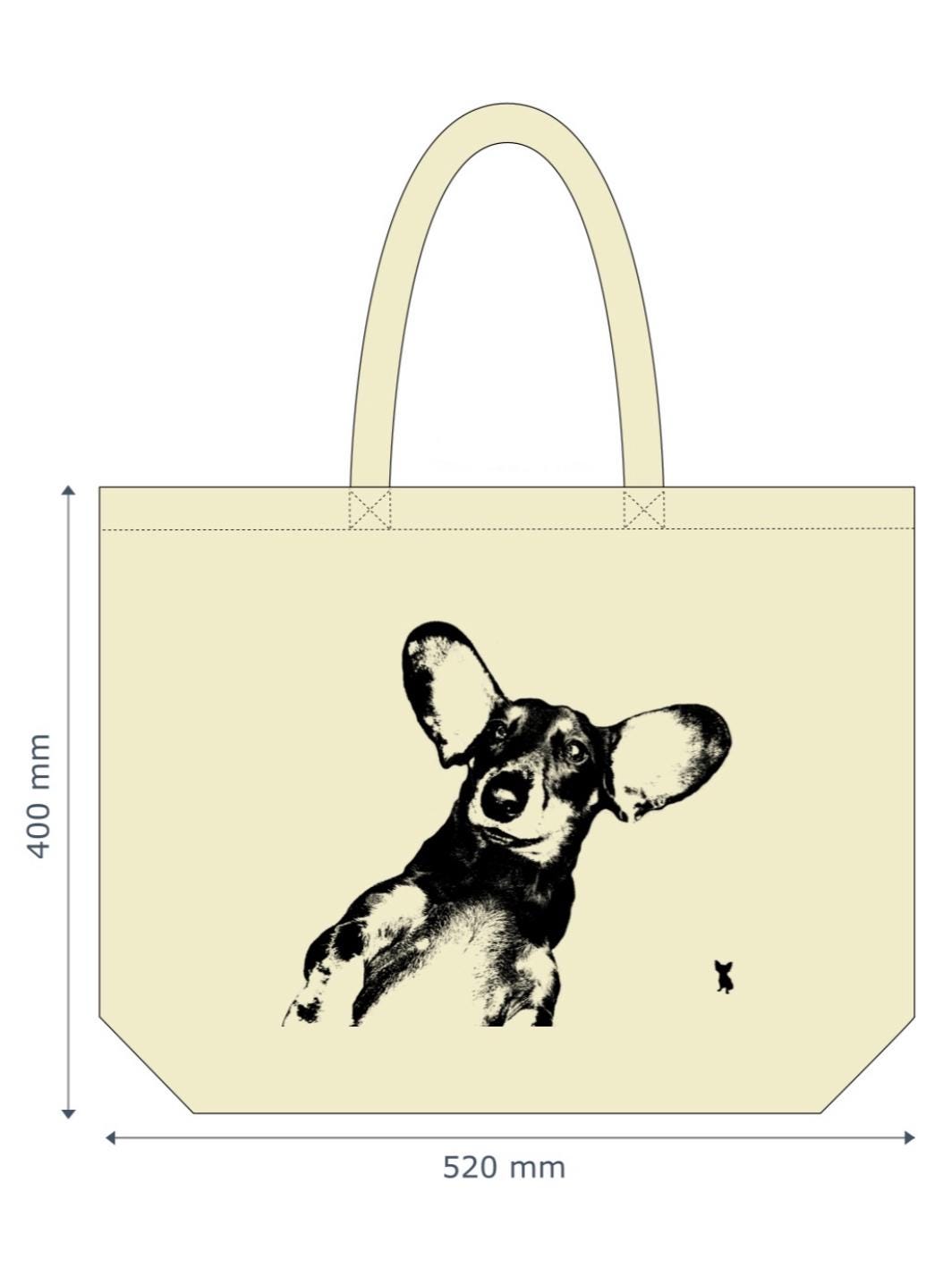 Dog Design Tote bag , premium cotton, 6 stylish, unique designs - Border Terrier, Chihuahua, Jack Russell, Spaniel, Labrador, Dachshund