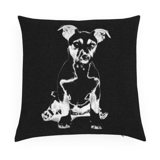 Elevate Your Space with a Jack Russell Puppy-Inspired Cushion  (includes poly-fibre pad), two sizes 16" or 20" square.
