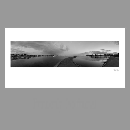 Emsworth Harbour Panoramic Photo Print - Dusk at High Tide, Hampshire, UK. Archival photographic print, colour or black and white.