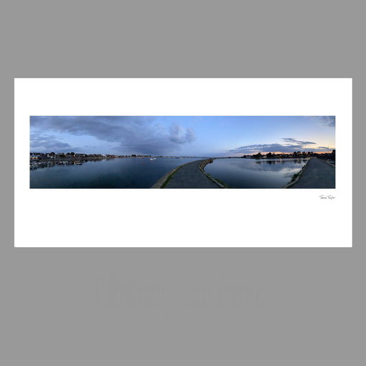 Emsworth Harbour Panoramic Photo Print - Dusk at High Tide, Hampshire, UK. Archival photographic print, colour or black and white.