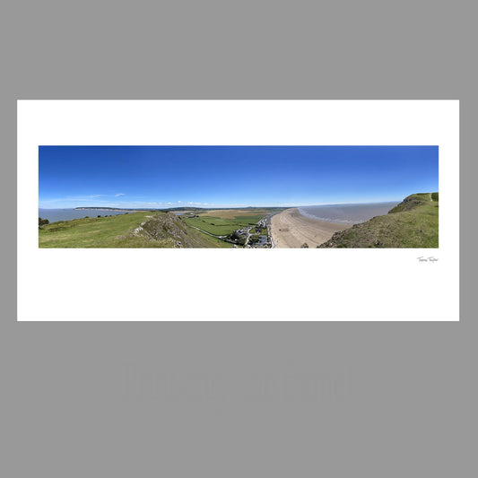 Brean Down panoramic landscape, this original photographic print captures the breathtaking beauty of Brean Down, Somerset. Colour or b/w.